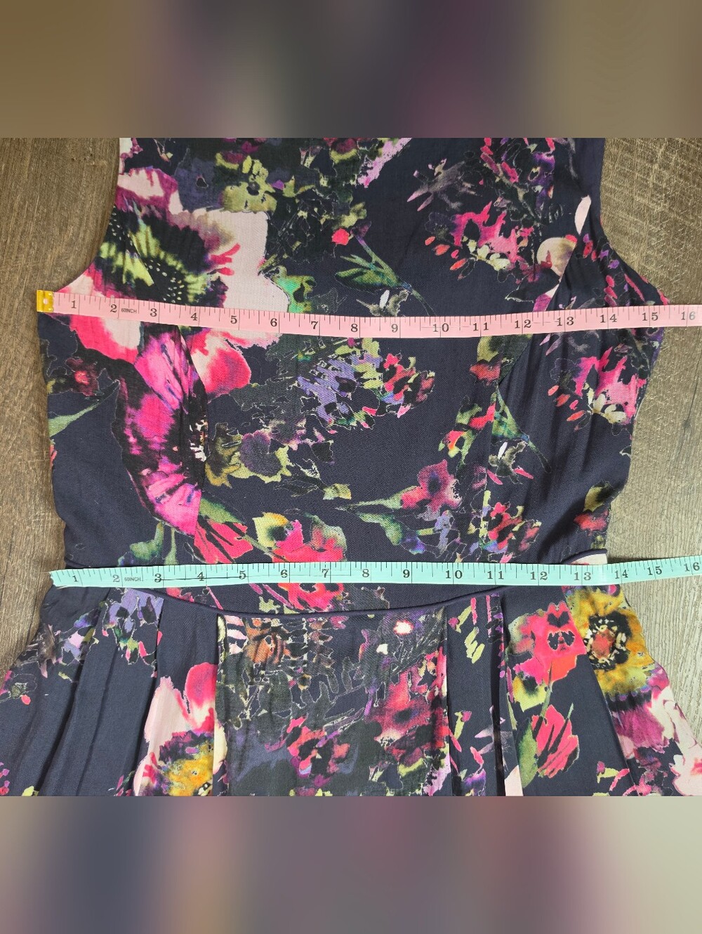 Monsoon UK Hatty Heritage Print Fit & Flare Dress Womens 4 Black & Multi Floral - Picture 9 of 14